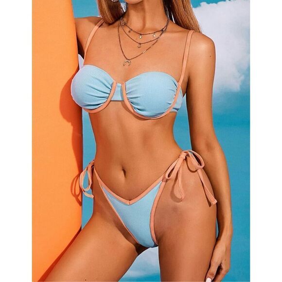 NWT Medium ZAFUL Women's Underwire Bikini Floral High Cut Bikini Set - Picture 1 of 11